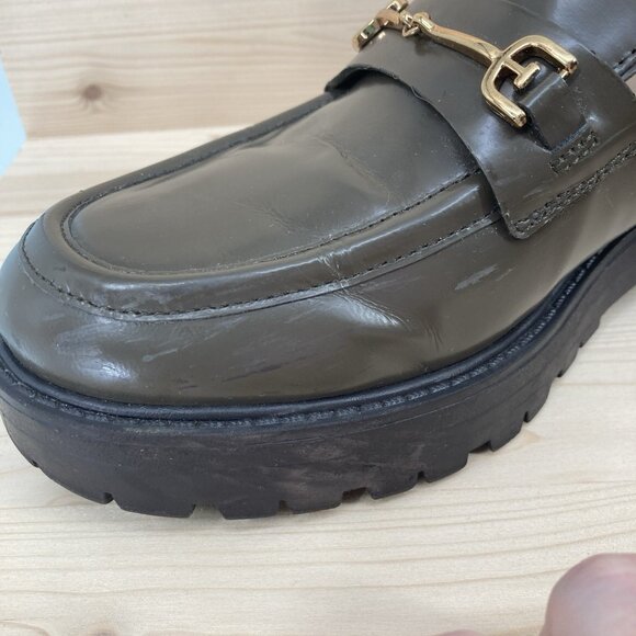 Sam Edelman Womens Penny Loafers Tully Shoes Sz 8.5 Alpine Green Gold Leather - Picture 6 of 16